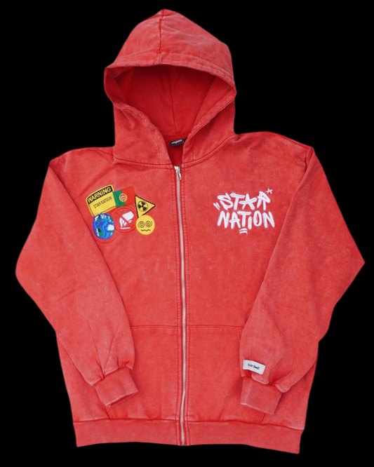 STARNATION ZIP UP WASHED- RED